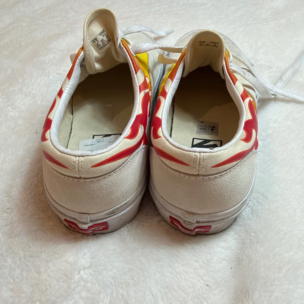Vans Era Flame Cream White Yellow Red Suede Canvas Sneakers Mens 7.5 Womens 9